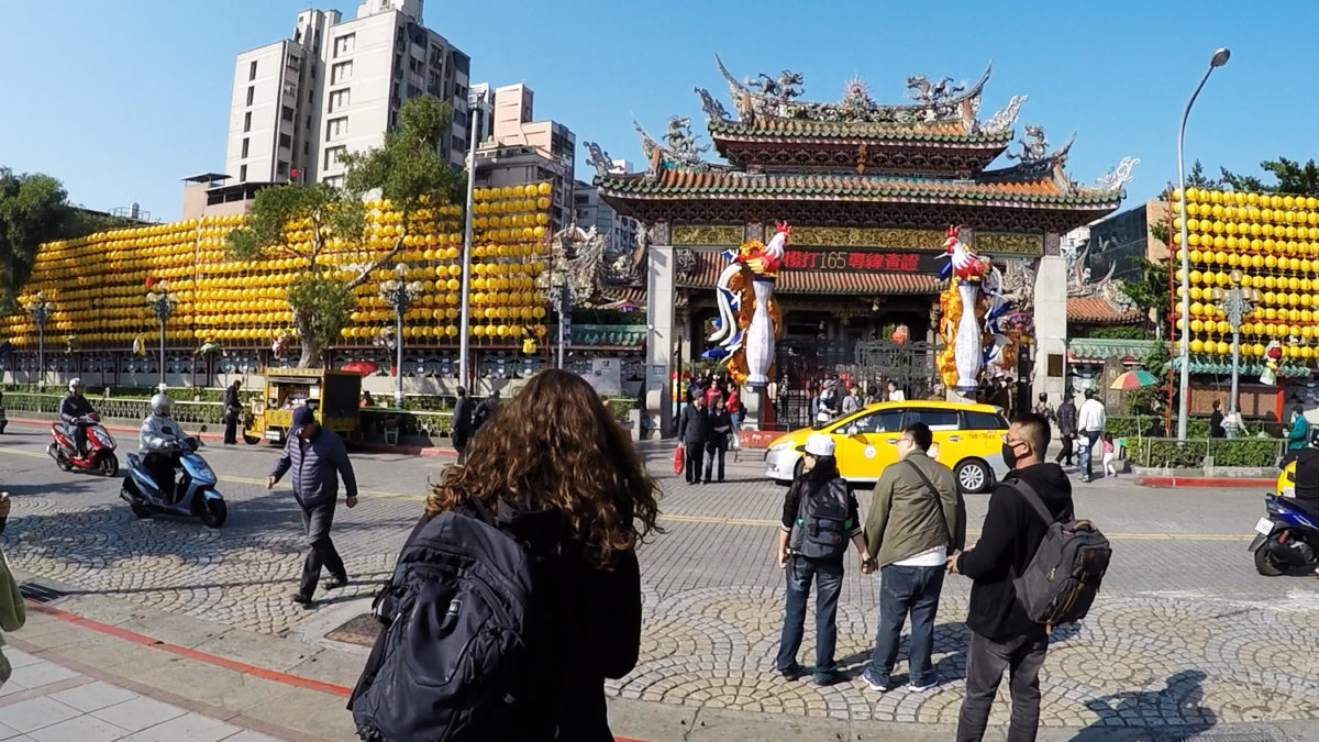 Longshan Temple entrance with Natalie