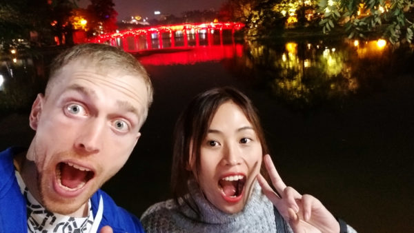 hanoi red bridge selfie historic town