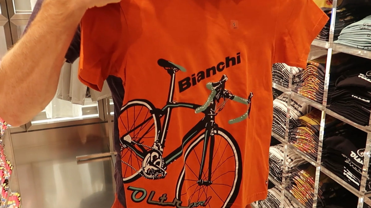 bianchi road bike cycling t shirt orange